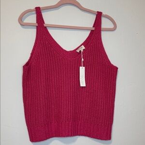 NEW Gentle Fawn Knit Tank Top fuchsia pink size large woven